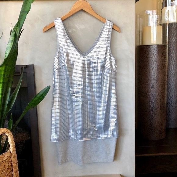 Bailey 44 Grey/Silver Square Sequin Dress - Picture 1 of 3